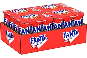 Fanta Zero Zuccheri Gusto Aranciata Rossa, con Succo di Arancia Rossa di Sicilia, Senza Zuccheri Aggiunti e Conservanti, Lattina 100% riciclabile, Gusto Rinfrescante - 24 lattine da 330 ml