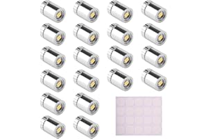 HHBDY Lot de 20 Mini Lampe LED, Mini LED a Pile Petite Lumiere avec 20 Points de Colle pour Décoration de Fête Artisanat Accessoires de Maison de Poupée (Lumière Blanc Chaud)