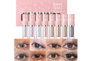 Sitovely 8Pcs Ensemble de Fards à paupières à paillettes Liquide, Glitter Eyeshadow, Étincelant Miroiter Ombre à paupières, Durable, Séchage Rapide, Métallique Korean Eye Makeup