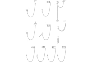 ADRAMATA 10pcs Boucles d'Oreilles Chaîne Femme Argent Boucles d'Oreilles Manchette Chaîne Serpent Plume Oreille Manchette Helix Cartilage Boucles d'Oreilles Manchette Boucles d'Oreilles pour Femmes