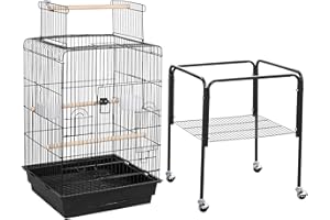 costoffs Metal Bird Cage for Small Birds Parakeet Lovebirds Cockatiel Canary Open Play Top With Rolling Stand 136cm