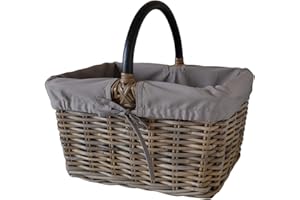 SECHOME B16-DM Cesto Portaoggetti Rattan Naturale - porta riviste, porta coperta, cesto funghi, porta frutta, cesta natalizia, fioriera, cestino pic nic, porta verdura, portalegna