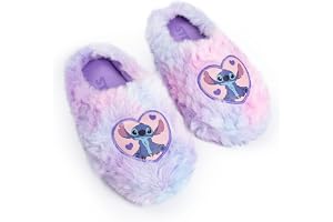 Disney Lilo & Stitch Flickors Lila, Rosa & Blå Hjärtfigurs Tofflor