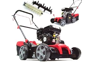 Bensinskärare 55791 gräsmatta luftare 2-i-1 fläkt 5,2 HP 196 cm, 40 L samlingskorg, 2 rullar, 8 skärhöjdjustering AWZ