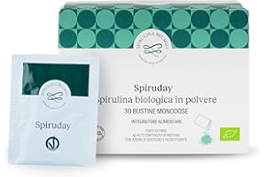 SEVERINO BECAGLI SPIRULINA MADE IN TUSCANY SPIRULINA BECAGLI SpiruDay - Spirulina Bio in Polvere 30 Bustine Monodose da 3g, Alga Spirulina Biologica Made in Italy, Detox ed Energia Naturale