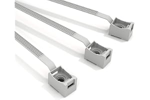 Confezione 100 Fascette Tubi Fissatubi Nylon, Fissaggio Tubi Rigidi, Foro Asola Tasselli Leggeri TX-6, Diametro Tubi 12-35 mm, Dimensioni 165 x 7,5 mm, Grigio - ETELEC FGS16575