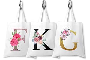 Personalised Initial Floral Tote Bag with Letter Design for Women