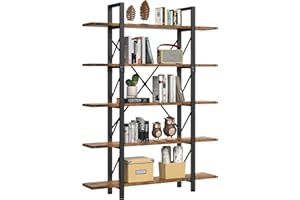 YITAHOME Librería de 5 Niveles, estantería Moderna artística, marrón rústico