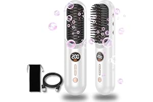 UKLISS spazzola lisciante senza fili, mini spazzola raddrizzatrice portatile Pro aggiornata per i viaggi, spazzola ricaricabile capelli portatile ioni negativi per le donne, 9000 mAh USB senza fili