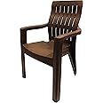 RATISON Plastic Living Room Outdoor Chair (Ortho) Gloss Finish Garden, Home, Office and Restaurant Chair, Orthopedic Spinal Support Chair Weight Capacity: 150 kg (1, Brown, Standard)