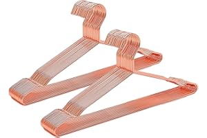 ‎AMBER HOME Amber Home 20 Stück 43cm Roségold Eisen Kleiderbügel, Metall Rotguß Rot Kupfer Kleiderbügel aus mit Rutschfester Nut für Anzug T-Shirt Hemd Jacke Kleid Hose, Robust und Haltbar