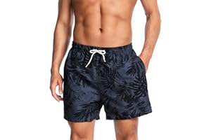 AMZSPORT Shorts de Bain Homme Boardshort Imperméable Maillot de Bain avec Poches et Doublure en Maille