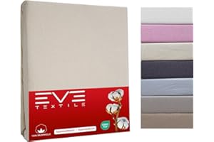 ‎EVE TEXTILE GMBH EVE Textile Spannbettlaken 140x200 cm Creme | 100% Baumwolle | Spannbetttuch | Bettlaken | Spannlaken | Spannbezüge | Spannoberlaken | Betttücher | Laken | Bettbezug | Bett Oberlaken | Jersey