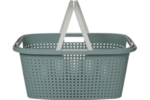 URBNLIVING Cesta de plástico grande para lavandería, 3 estilos, color verde azulado