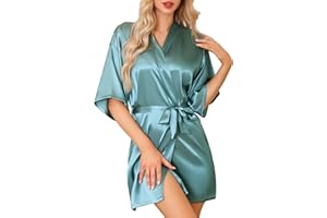 Lovasy Women's Satin Robe Summer Silk Dressing Gowns - Spa Wedding & Bridal Silk Robes