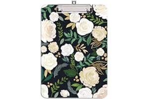 Hnogri A4 plastikowych Podkładka klips, modny design plastikowy Podkładka zaciskowa format litery A4 studentów, biura i kobiet, rozmiar 31.5 x 22.5 cm,Goździk