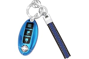 Koaudb Cover Portachiavi per Nissan Soft TPU Cover Portachiavi con Portachiavi Adatta per Nissan 350Z Qashqai Murano X-Trail Kicks Tiida Micra Pathfinder Note Juke 3 Pulsanti Portachiavi(CL-Nisn-3-E)