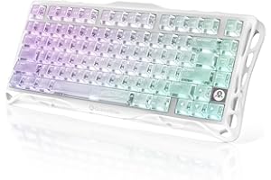 GravaStar Mercury K1 Lite 75% Gaming Keyboard, 2.4GHz/BT/Wired Tri-Mode Wireless Keyboard, Gasket Hot Swappable Mechanical Keyboard, Pre-lubed Linear Switches, RGB Backlit (Crystal Aurora)