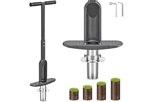 Dolibest Outil de Plantation à Bulbes, 91cm Transplanteuse Bulbes Manche Profondeur 7.6-15cm Profondeur Denture Tranchante Pommes Terre Tulipes Jonquilles Outil Jardin pour l'échantillonneur de Sol