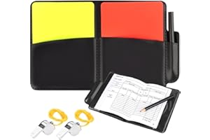 KEWUZY Kit de Tarjetas de árbitro Tarjeta de árbitro Roja Amarilla Kit de Silbato de árbitro Tarjetas de árbitro para Fútbol Kit de árbitro Deportivo con Lápiz para Juego de Fútbol Deporte Escolar