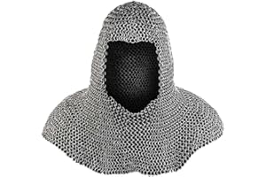 ADVIK ENTERPRISES Richard Silver Chainmail Coif Chain Mail Hood Medieval Templar Crusader Reconacment Armor Costume