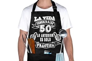Kaempe Regalo 40 Años Hombre Mujer,Delantal Cocina Hombre Divertido Con 3 Bolsillos Delanteros, Regalo Cumpleaños Hombres,Mandiles De Cocina Ajustables Impermeable,40 Cumpleaños