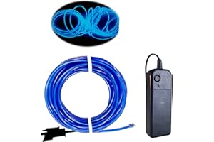 Balabaxer EL Draht Blau, 10M Neon Kabel Mit Batterie Trafo, Leuchtet Electroluminescent, für Partys, Halloween.