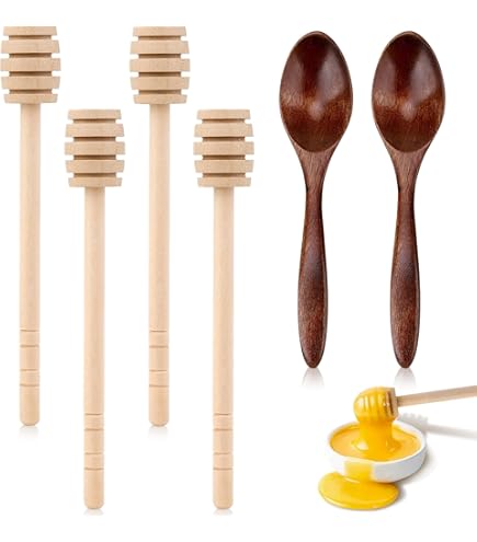 4 Cucchiai Per Miele In Legno - Design A Nido D'Ape, Per Miele, Caffè, Tè - Foto 14