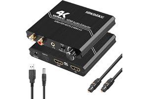SDKDZKG HDMI 2.0 Audio Extractor HDMI Optisk Toslink SPDIF+ 3.5 mm Stereo + RCA L/R Ljudutgång Omvandlare med Volymkontroll S