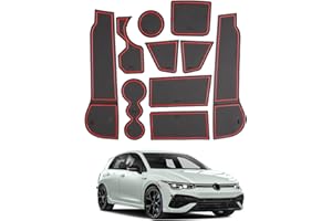 SHAOHAO Kompatybilne z VW Golf 8 MK8 GTE GTI GTD 2020, 2021, 2022, 2023, gumowe maty do konsoli środkowej, maty antypoślizgowe, uchwyt na napoje, mata szczelinowa w drzwiach, pudełko do