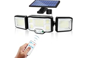 Fousômo Solaire Lumiere Exterieur Applique Murale Luminaire LED 3 Têtes 192 LEDs Detecteur Mouvement Sécurité Projecteur Eclairage IP65 Etanche Lampe à Énergie Solaire