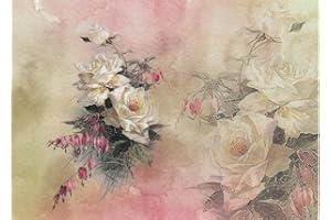 Zita`s Creative Reispapier A3 - White Roses. Motiv-Strohseide, Strohseidenpapier, Decoupage Papier