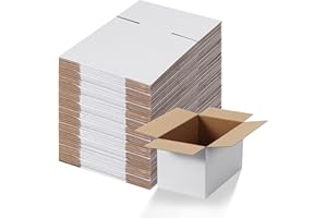 EYMPEU Cajas de Cartón 25,4x15,3x15,3cm Con Tapa Pack 40, Pequeñas de Ondulado, Blanco