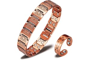 EnerCoppeX 99,99 % reines Kupfer, magnetischer Kombinationsschmuck (Armband und Ring), repräsentiert den guten Segen Jesu Christi, christliches Kreuz, Tragetasche (B), Kupfer