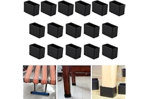 SKYPRO 16 protectores rectangulares de silicona de 15 x 30 mm para patas de silla, tapas negras para evitar arañazos