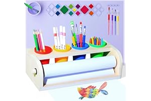 ‎ARFETIGO Tisch-Papierrollenspender, Kinder-Kunststaffelei, Staffelei für Kinder, Schreibtisch-Staffelei, Kinder-Papierrollen-Pinsel, Kinder-Kunsttisch-Kis-Papierrolle, Premium-Set (lila)… (Lila)