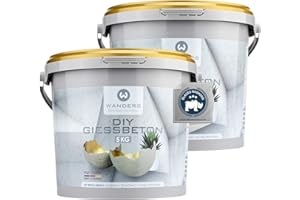 ‎WANDERS24 Wanders24 Bastelbeton zum Gießen - 10kg (2x 5kg) - Beton für Kreative - Bastel Beton - Beton Deko - Beton wetterfest - Made in Germany