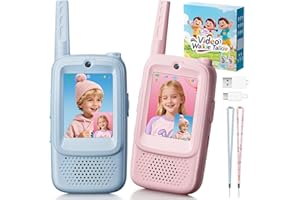 EWEMOSI Video Walkie Talkie für Kinder, 2 Stück mit Kamera und Bildschirm, Kinderfunkgerät Geschenk Weihnachten Neue Jahr Geschenk für 3-12 Jahren Mädchen und Jungen, Blau und Rosa