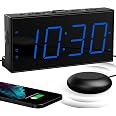 Mesqool Réveil Extra Fort Pour Malentendants - Réveil Vibrant USB Avec Snooze, Variateur Et Horloge De Chevet