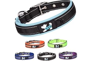 TSKDKIT regulowana obroża dla psa, super miękka neoprenowa obroża dla psa, odblaskowa obroża dla psów dla wszystkich ras psów (jasnoniebieska, S)