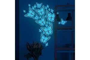 ALEGRE® 28 szt. naklejek na ścianę z motylami, świecące motyle, naklejki ścienne, motyle, dekoracyjne naklejki ścienne, motyle, świecące naklejki do salonu, pokoju dziecięcego, sypialni