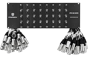 PRORECK Rack Mount TRS XLR Combo Splitter Snake Cable, Suitable for Live, Recording, Stage, Studio (5 Foot x 15 Foot - 32 Channel) PR-32-0515, 4U