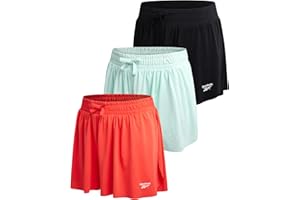 Reebok Sport-Shorts für Mädchen, 3er-Pack, leicht, Schmetterlings-Shorts mit Innenfutter, aktive Performance, fließende Shorts für Mädchen