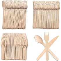 100 Forchette Usa E Getta In Legno Di Betulla - Biodegradabili E Compostabili, Ecologiche Per Feste, Campeggio, Take Away, 160mm - 2