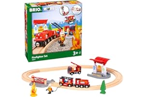 BRIO World - Set de Ferrocarril de Bomberos, Ferrocarriles, Set de Construcción de Madera, Tren Juguete, Juguetes Niños 3 Años o más, Juegos Educativos 3 Años