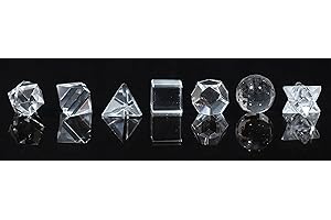 Crocon Clear Quartz 7 szt. Platońskie bryły kryształowe geometrie Platońskie bryły Święte kamienie geometryczne do medytacji Reiki Uzdrowienie Kamień czakry Oczyszczanie Duchowe szczęście (15-20 mm)