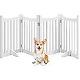 Yaheetech Wooden Dog Gate Indoor 4 Panels Freestanding Dog Fence With Support Feet&360°Hinges