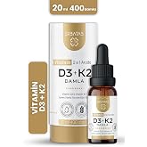 Erbatab D3 K2 Vitamini Damla - 1000 IU D3 ve 20 &micro;g K2 (MK7), Zeytinyağlı Form&uuml;l, 20 ml