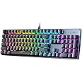 Mechanical Gaming Keyboard, Aglaia RGB Backlit 104 Keys Wired Keyboard Blue Switches, 12 Lighting Effects, Customizable Keys, Programmable Macro, Durable & Ergonomic for Windows Mac Computer Desktop