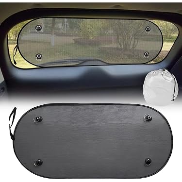 Store Pare-Soleil Pour Lunette Arrière De Voiture - Maille Noire Anti-UV - 100x50 Cm - Fixation Par Ventouses
